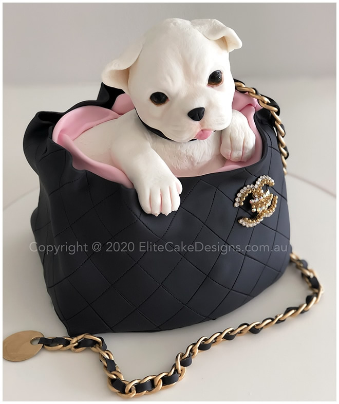 Chanel Handbag with puppy Novelty Birthday Cake in Sydney